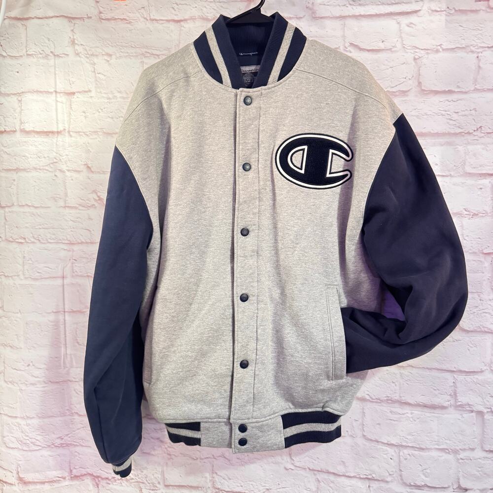Champion Varsity Jacket blue and gray sz L (see measurements) Big letter C